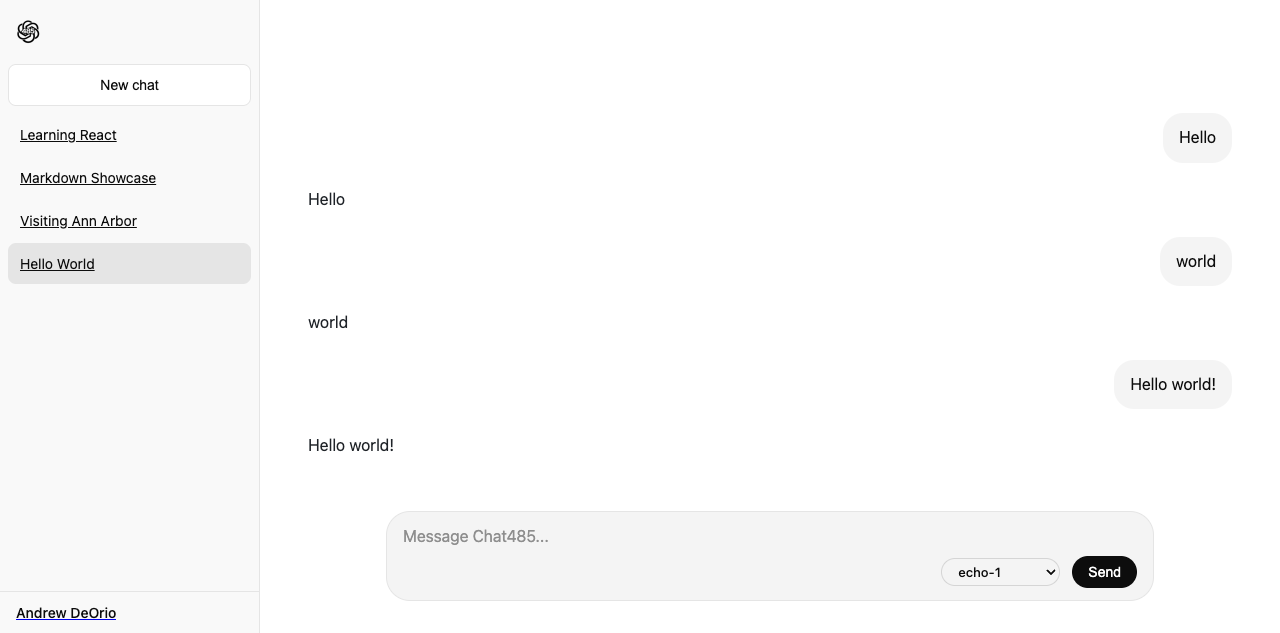 Conversation page with messages rendered above the send form
