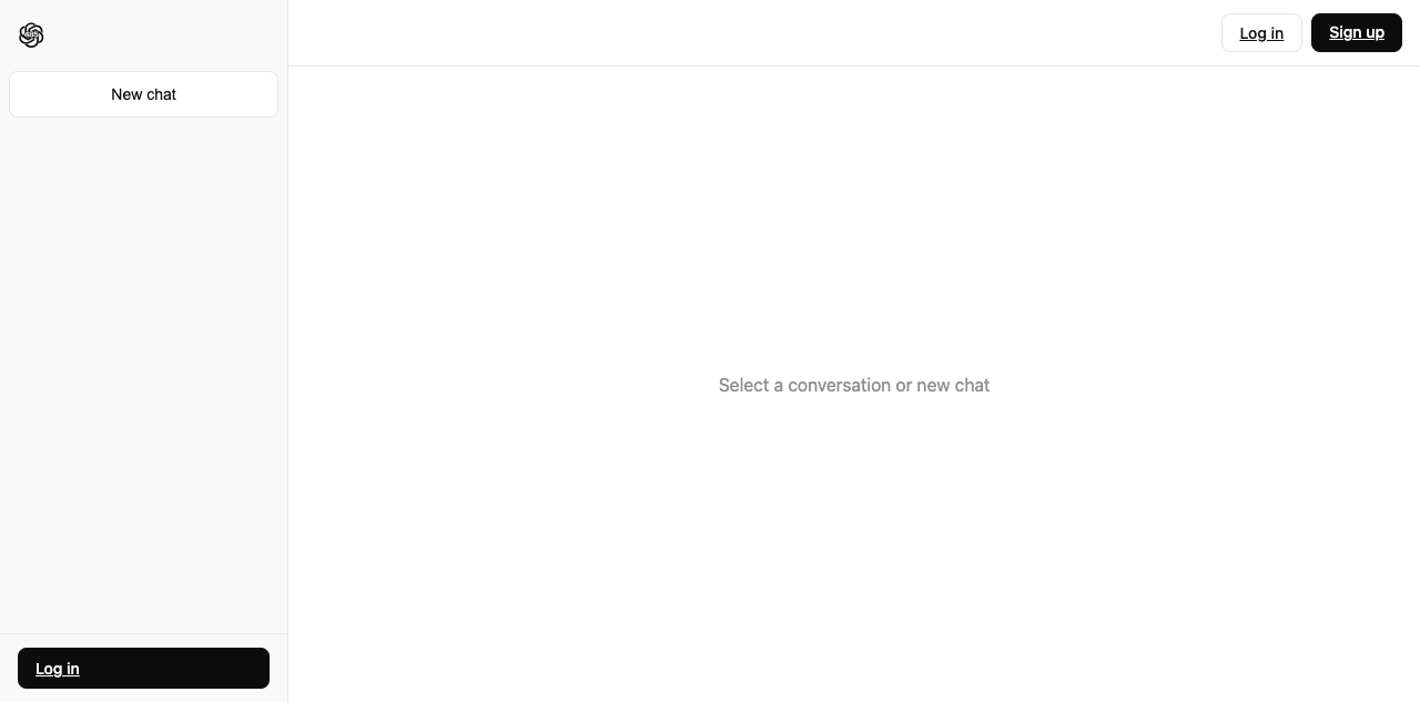 Chat485 home page for an anonymous visitor with an empty sidebar