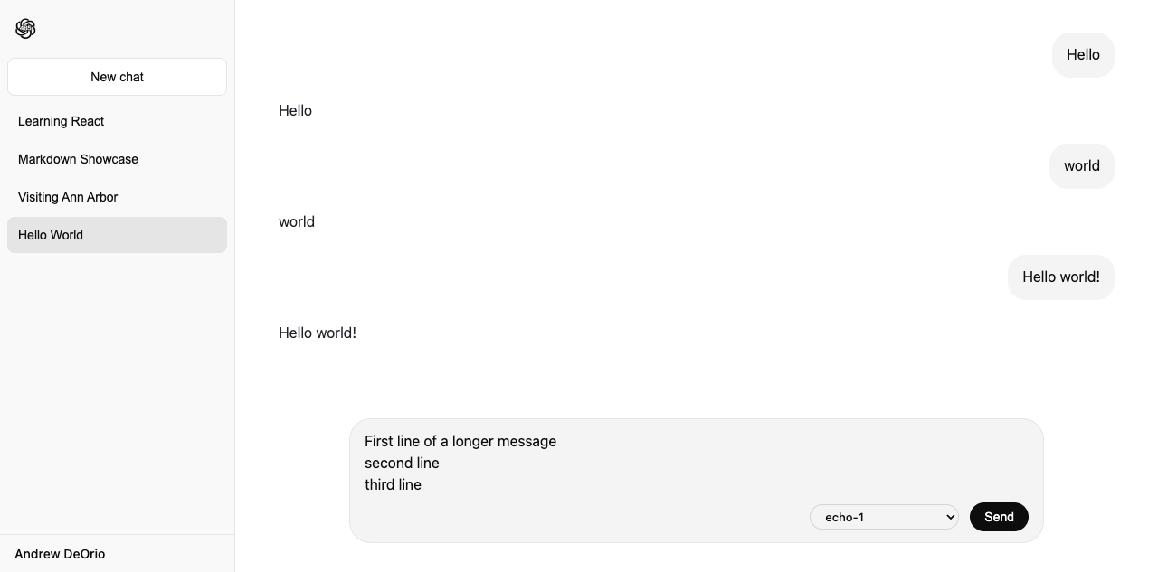 Message input expanded to three lines of content