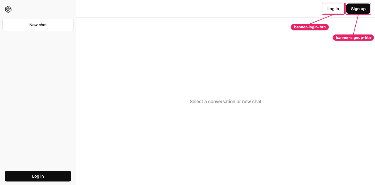 Banner selectors, logged out