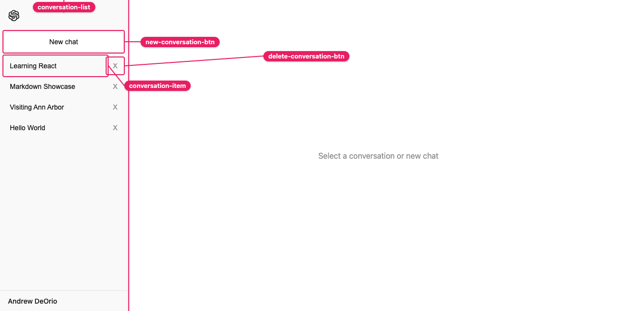 Sidebar selectors